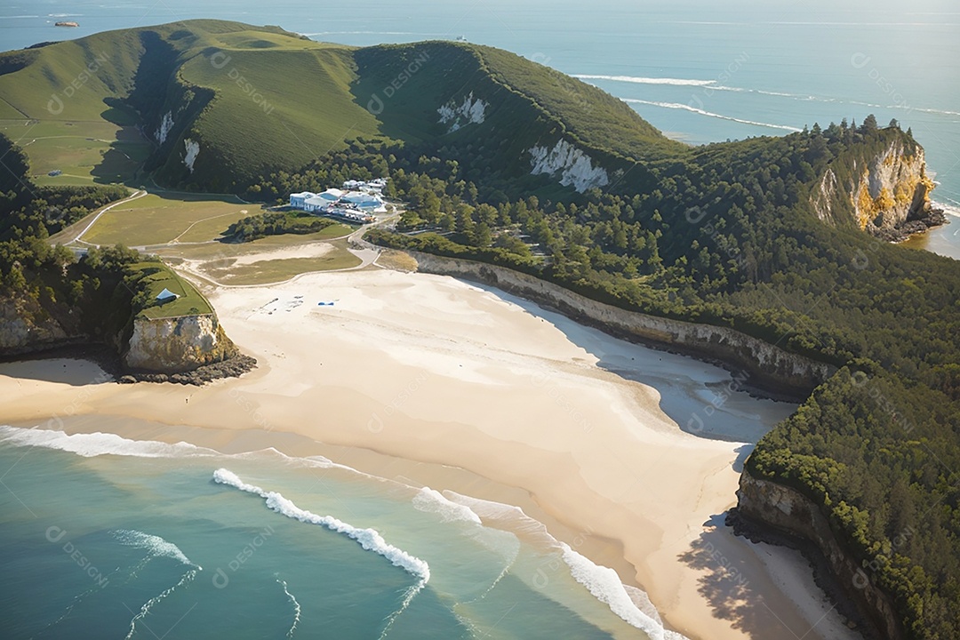 Vista superior natureza tranquila praia