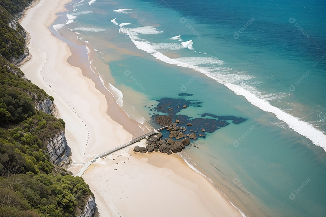 Vista superior natureza tranquila praia