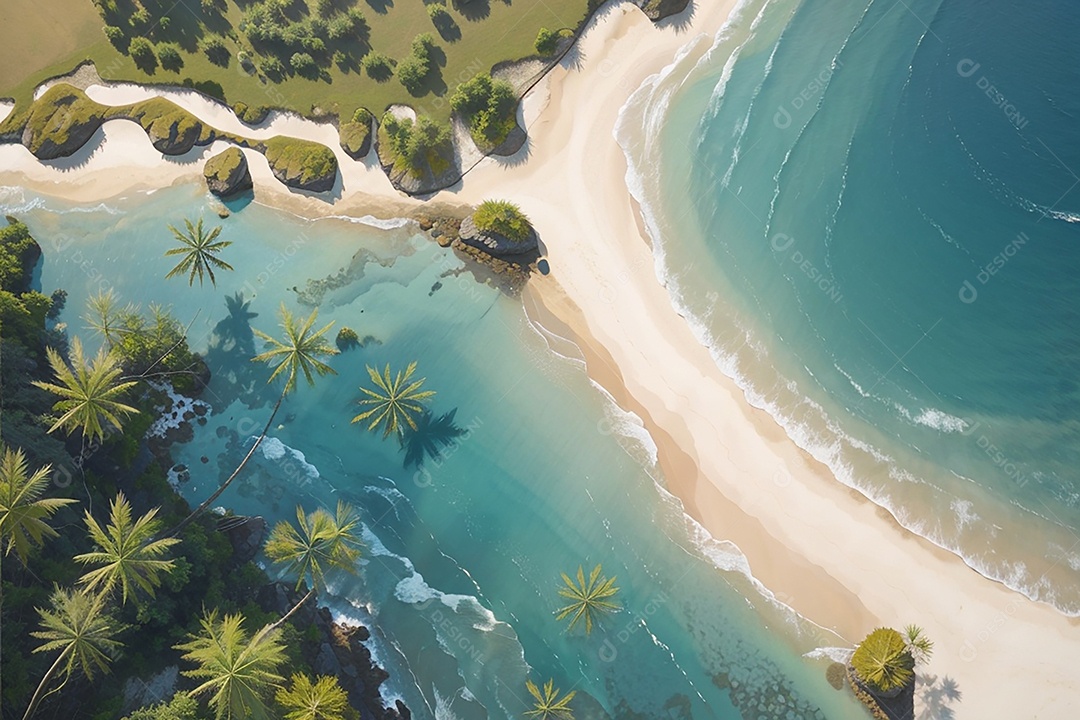 Vista superior natureza tranquila praia