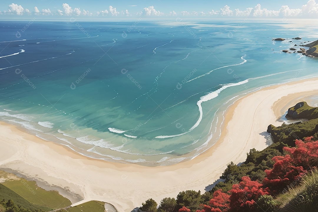 Vista superior natureza tranquila praia