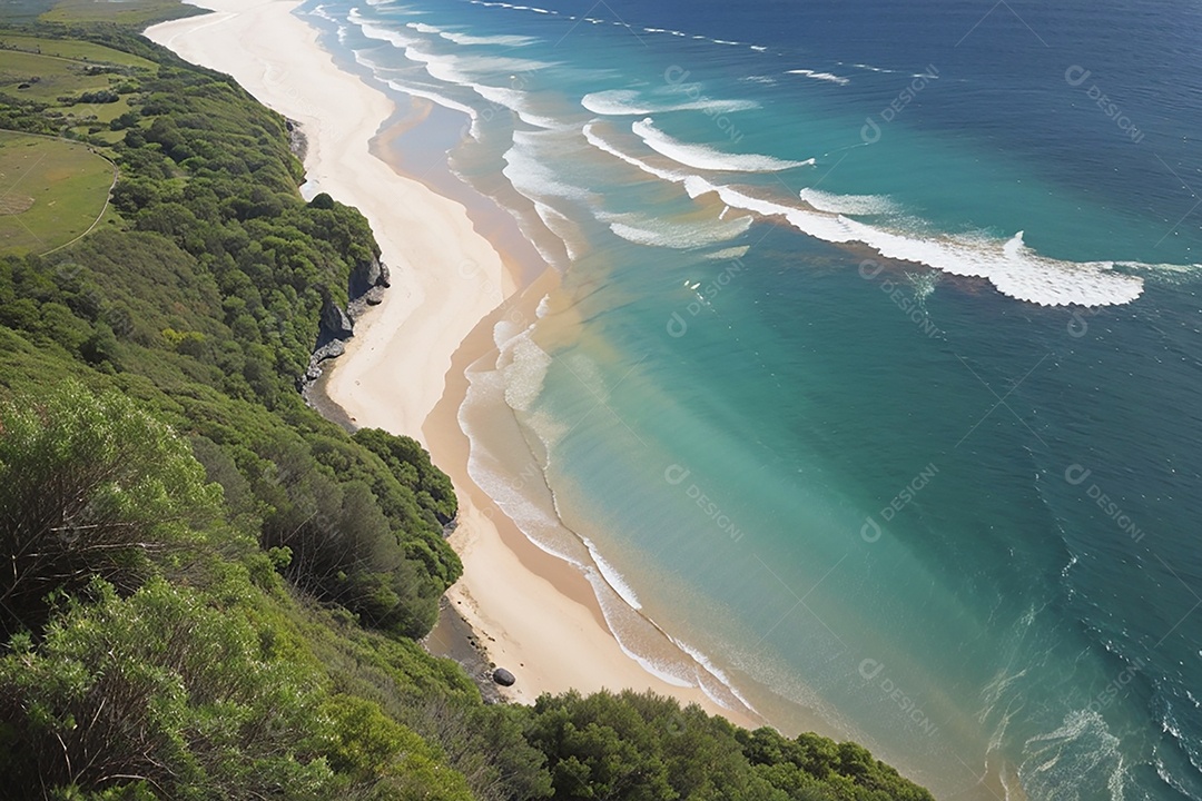 Vista superior natureza tranquila praia