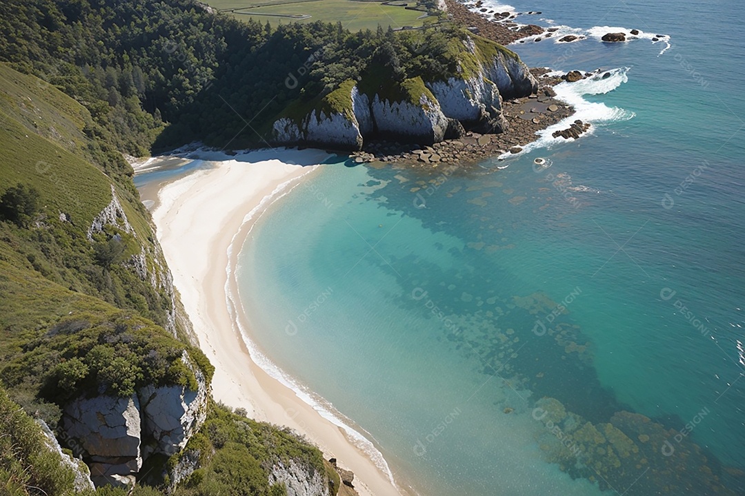 Vista superior natureza tranquila praia