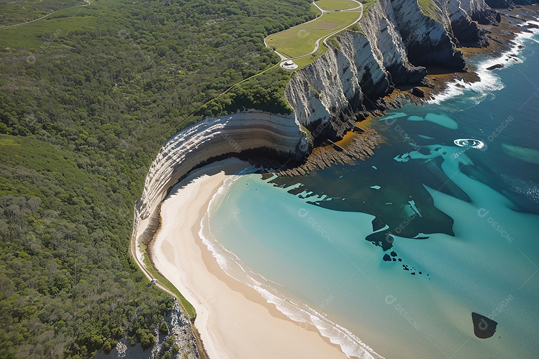 Vista superior natureza tranquila praia