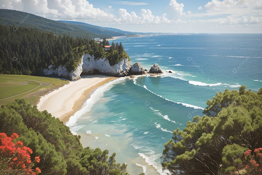 Vista superior natureza tranquila praia