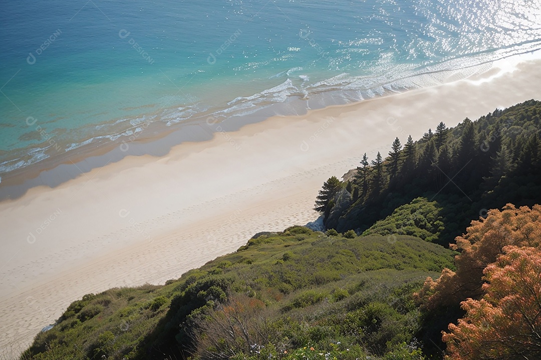 Vista superior natureza tranquila praia