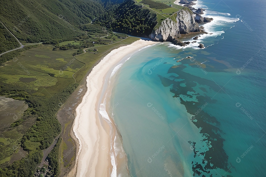Vista superior natureza tranquila praia