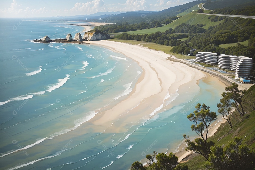 Vista superior natureza tranquila praia