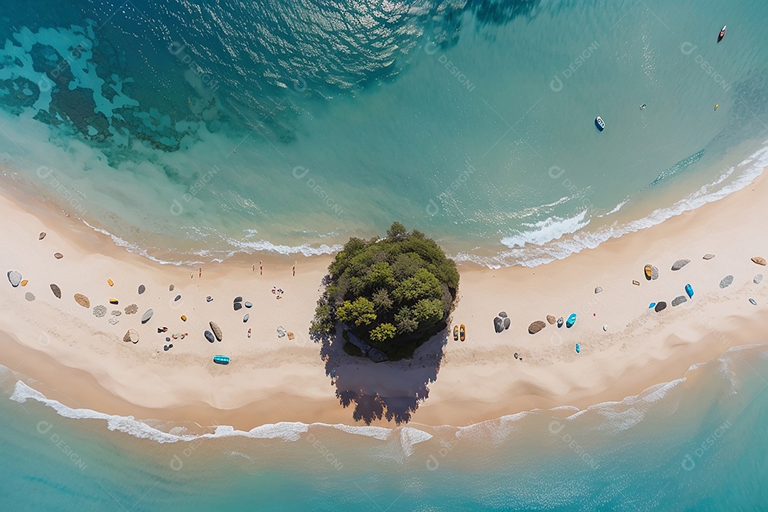 Vista superior natureza tranquila praia