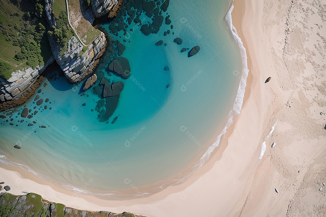 Vista superior natureza tranquila praia