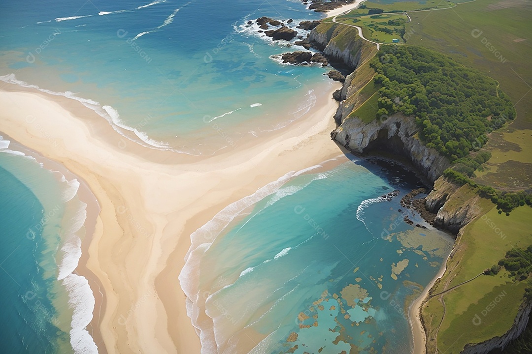 Vista superior natureza tranquila praia