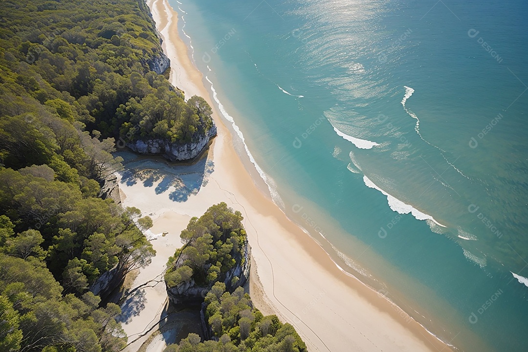 Vista superior natureza tranquila praia