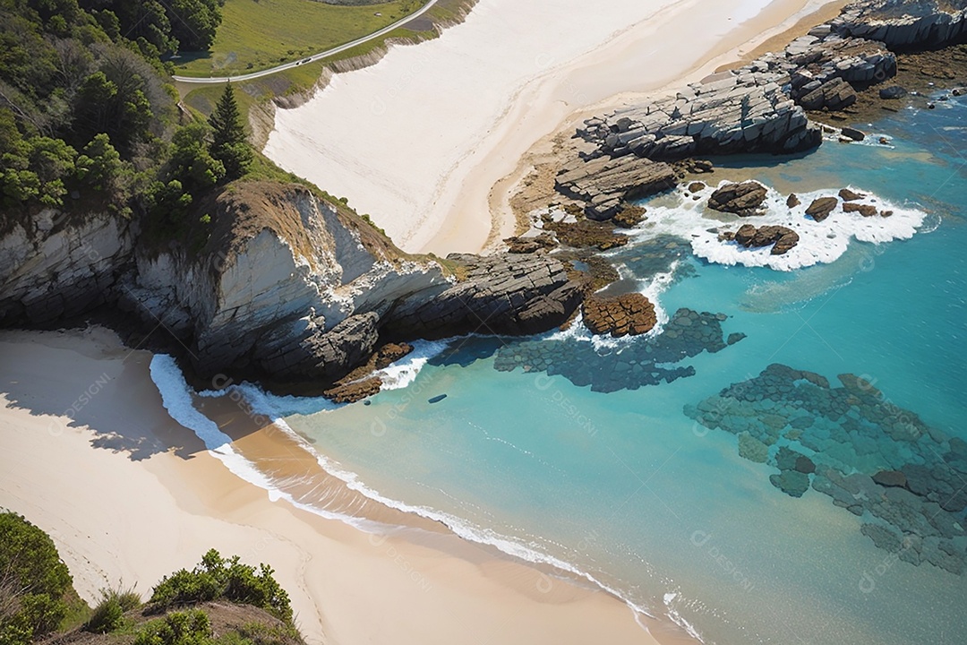 Vista superior natureza tranquila praia