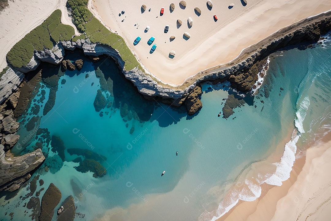 Vista superior natureza tranquila praia