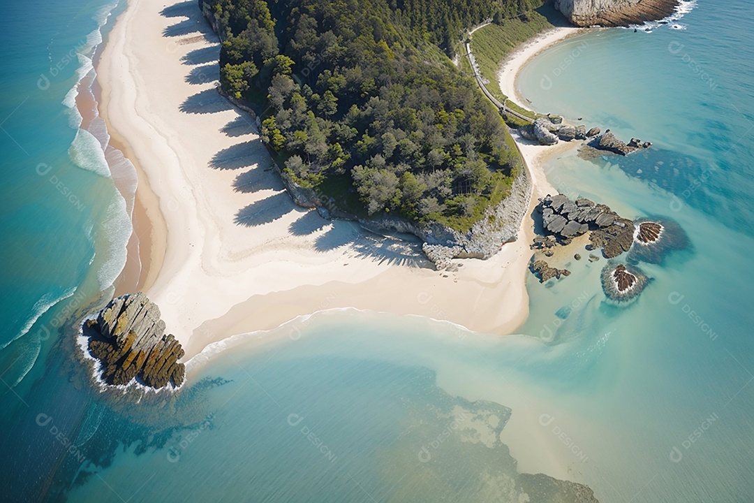 Vista superior natureza tranquila praia