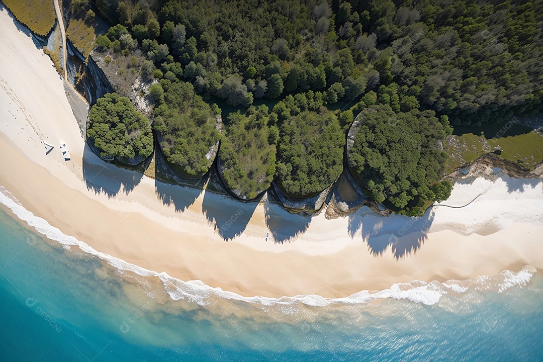 Vista superior natureza tranquila praia