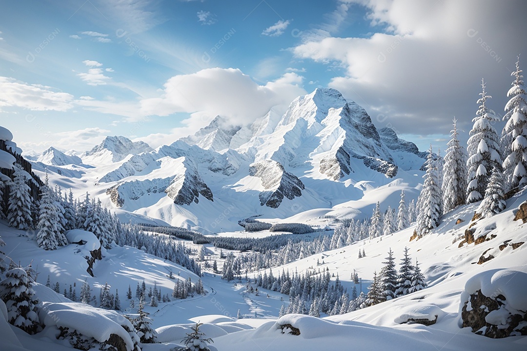 Fundo do pôr do sol da montanha de inverno