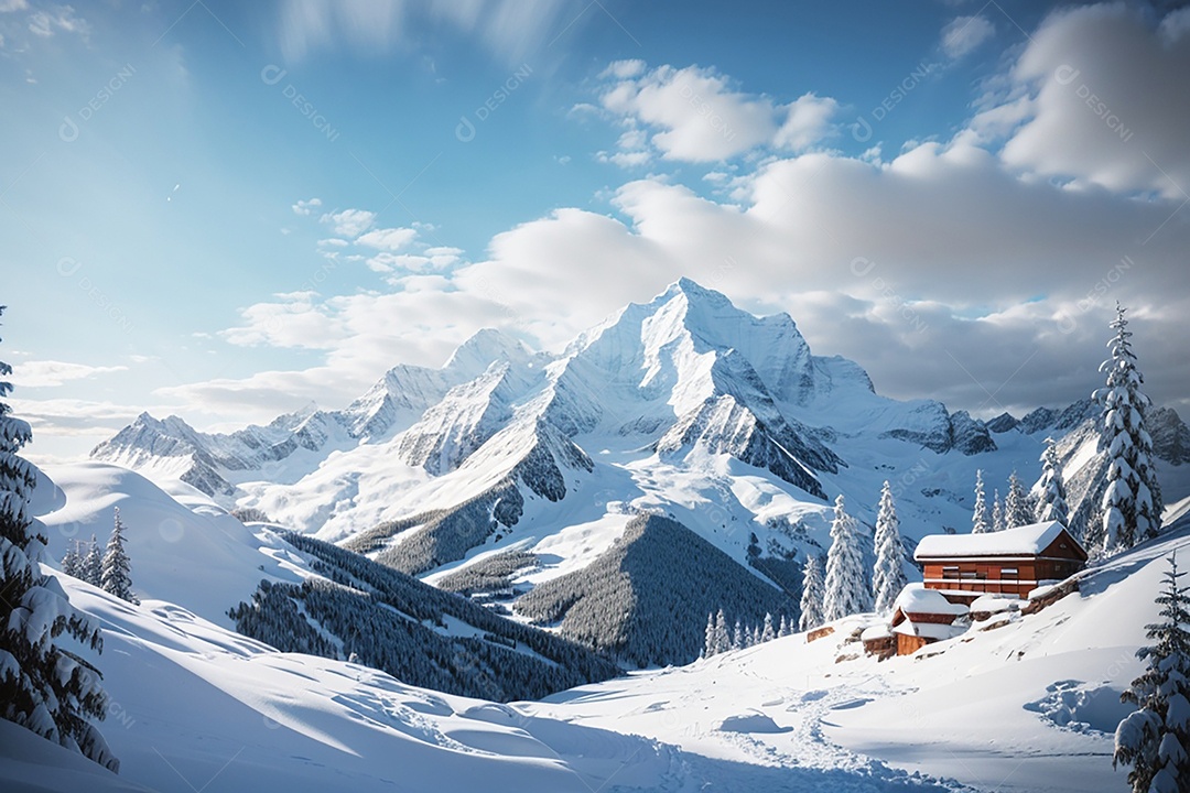 Fundo do pôr do sol da montanha de inverno