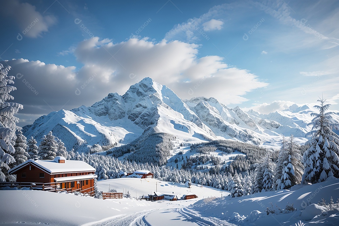 Fundo do pôr do sol da montanha de inverno