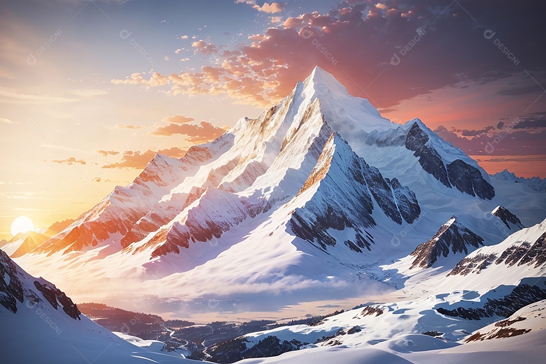 Fundo do pôr do sol da montanha de inverno