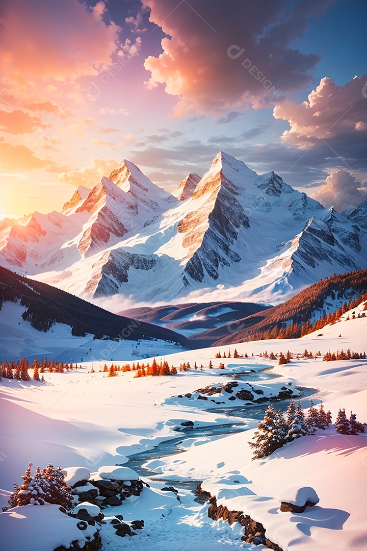 DreamShaper_v7_winter_mountain_sunset_background_3 (19)