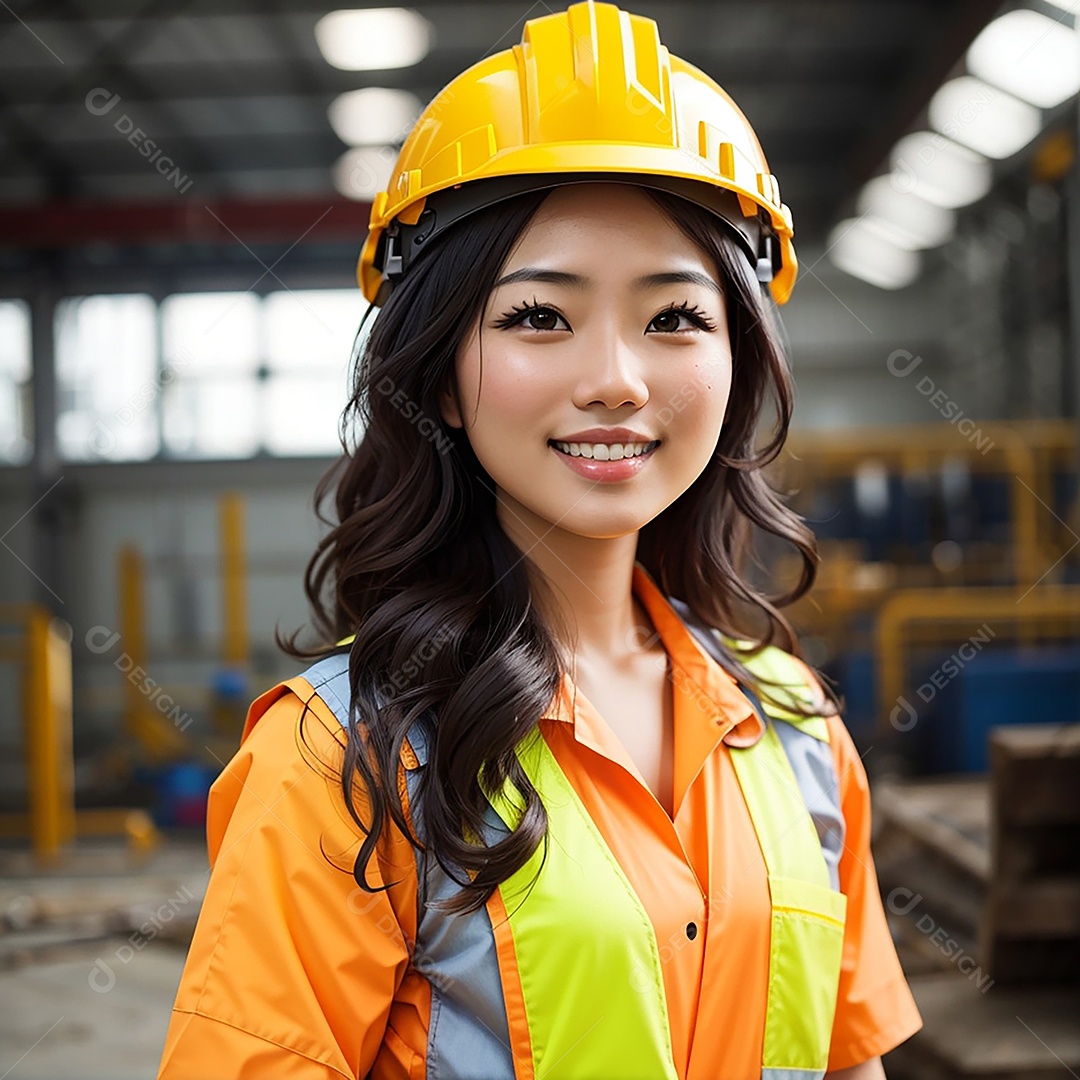 Mulher asiática confiança ação posando construtor