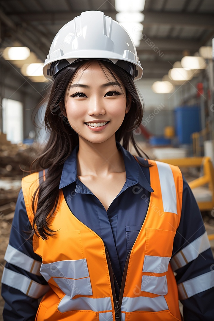Mulher asiática confiança ação posando construtor