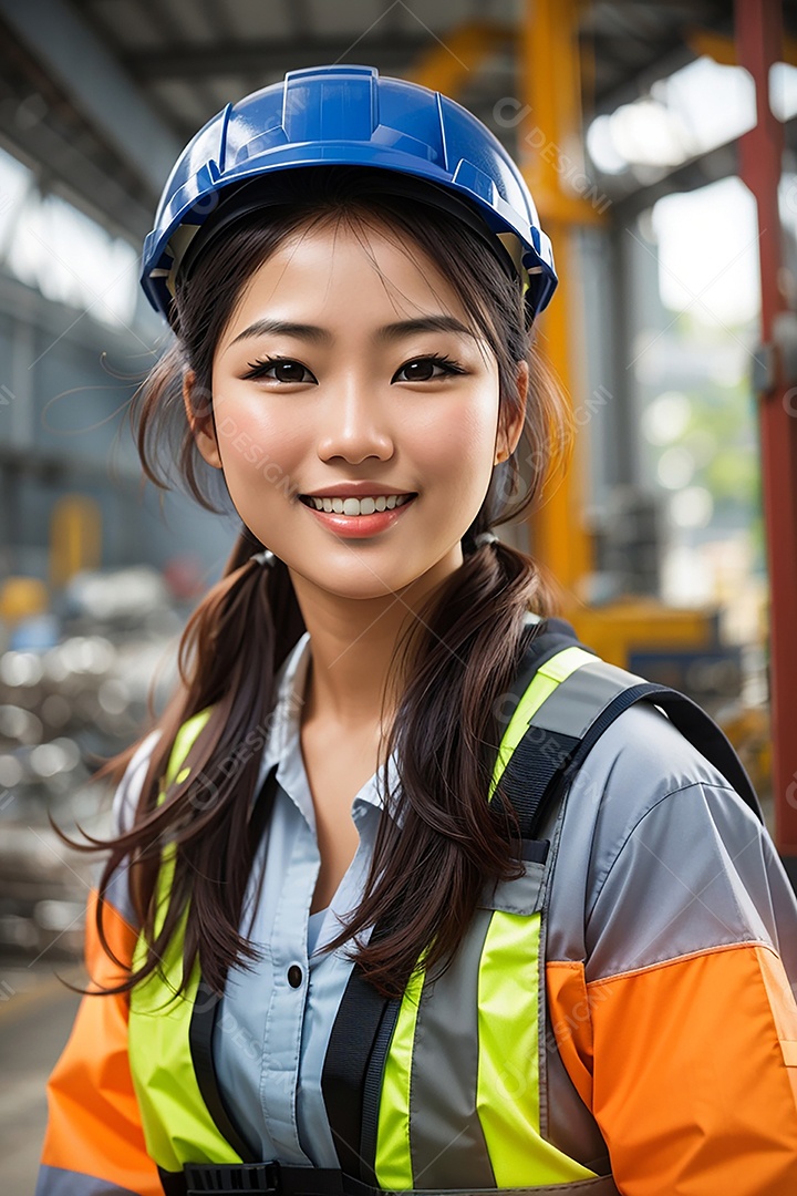 Mulher asiática confiança ação posando construtor