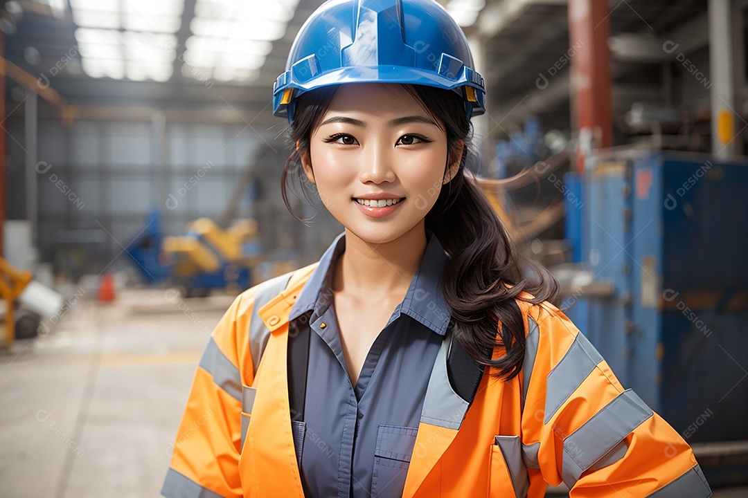 Mulher asiática confiança ação posando construtor