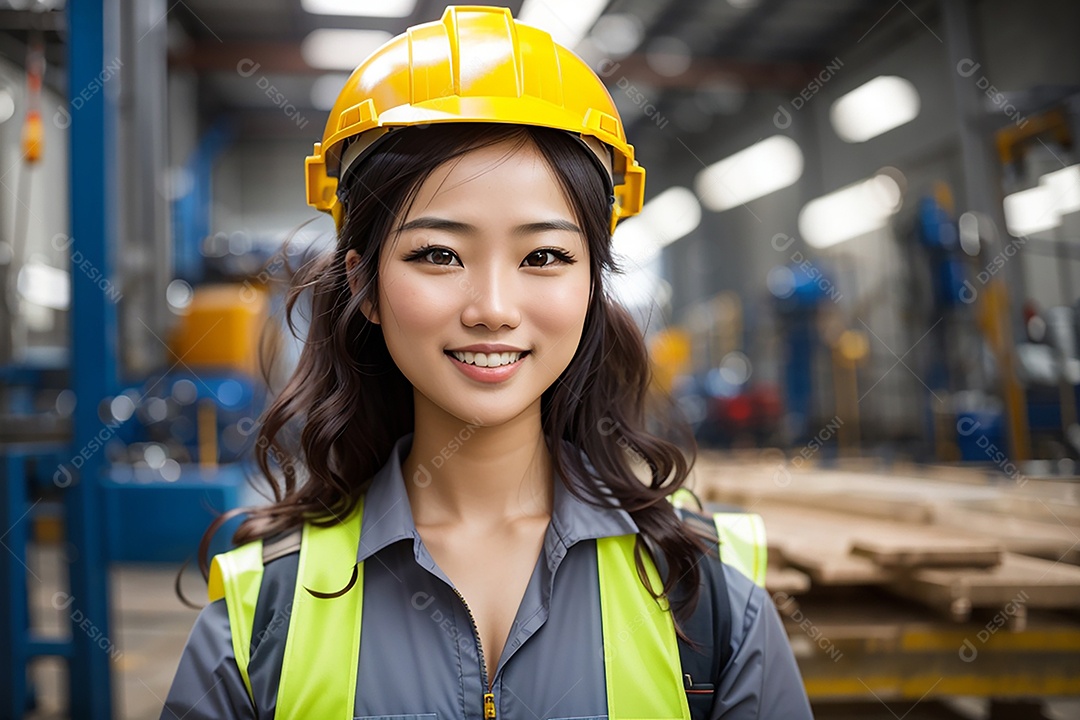 Mulher asiática confiança ação posando construtor