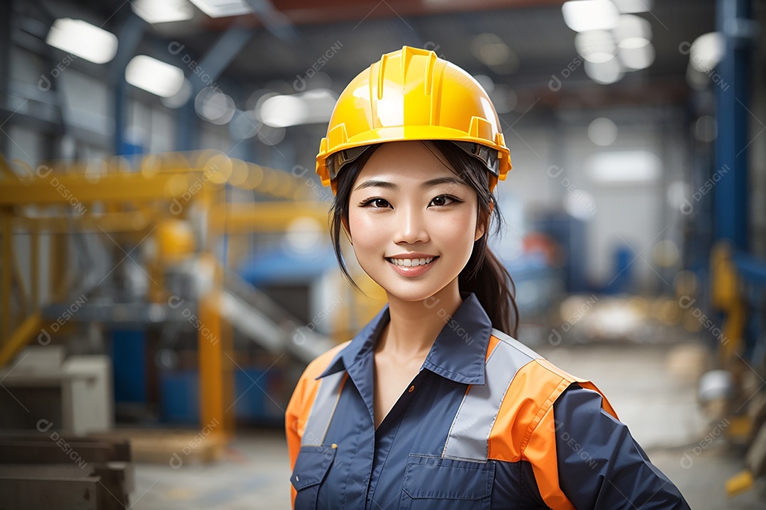 Mulher asiática confiança ação posando construtor