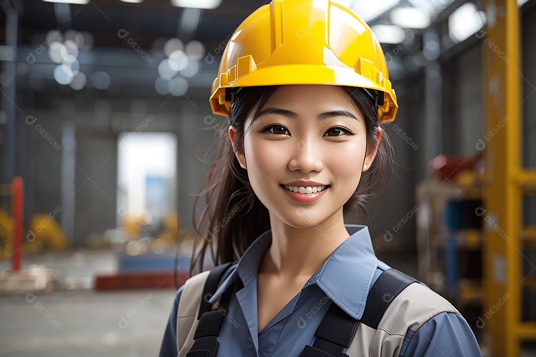 Mulher asiática confiança ação posando construtor