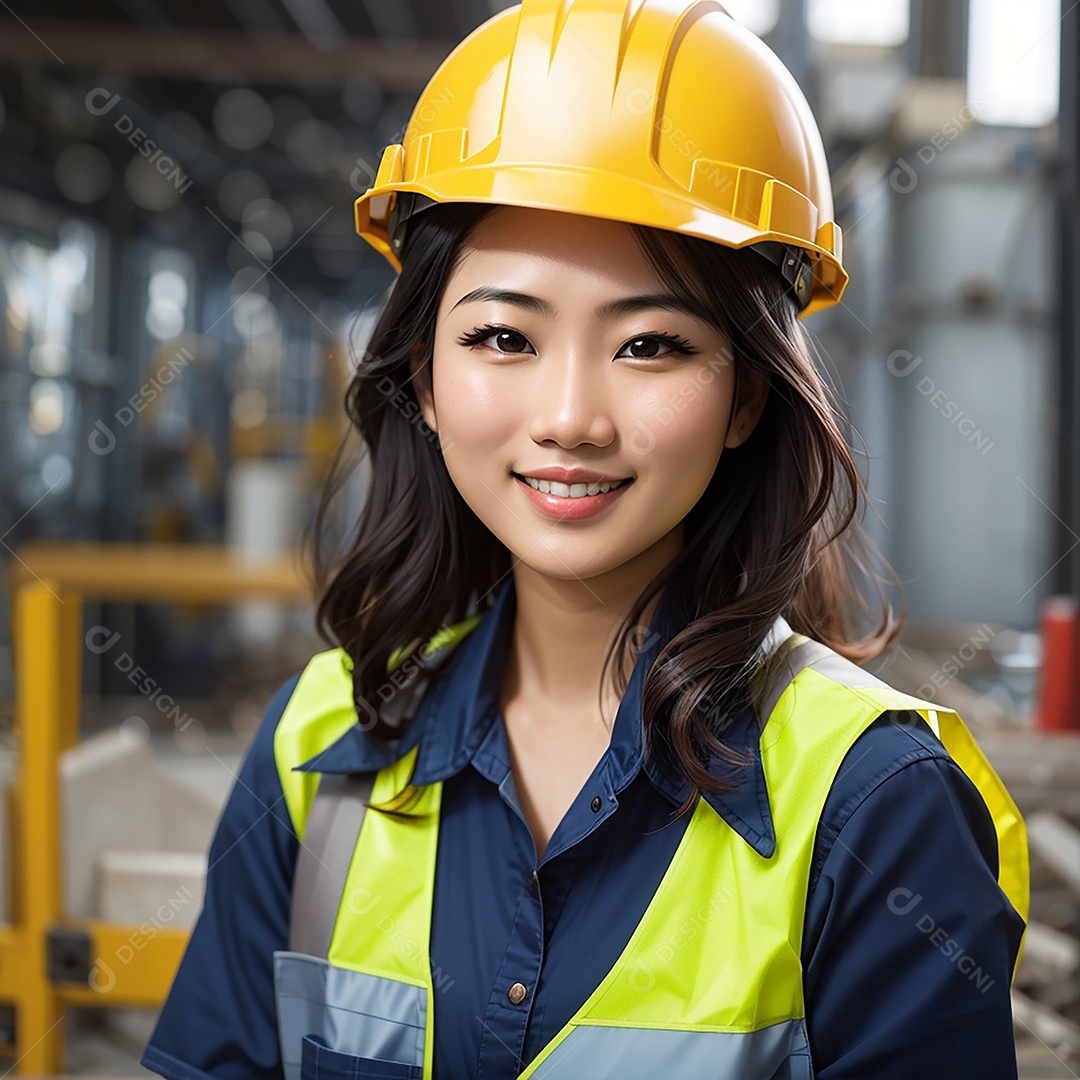 Mulher asiática confiança ação posando construtor