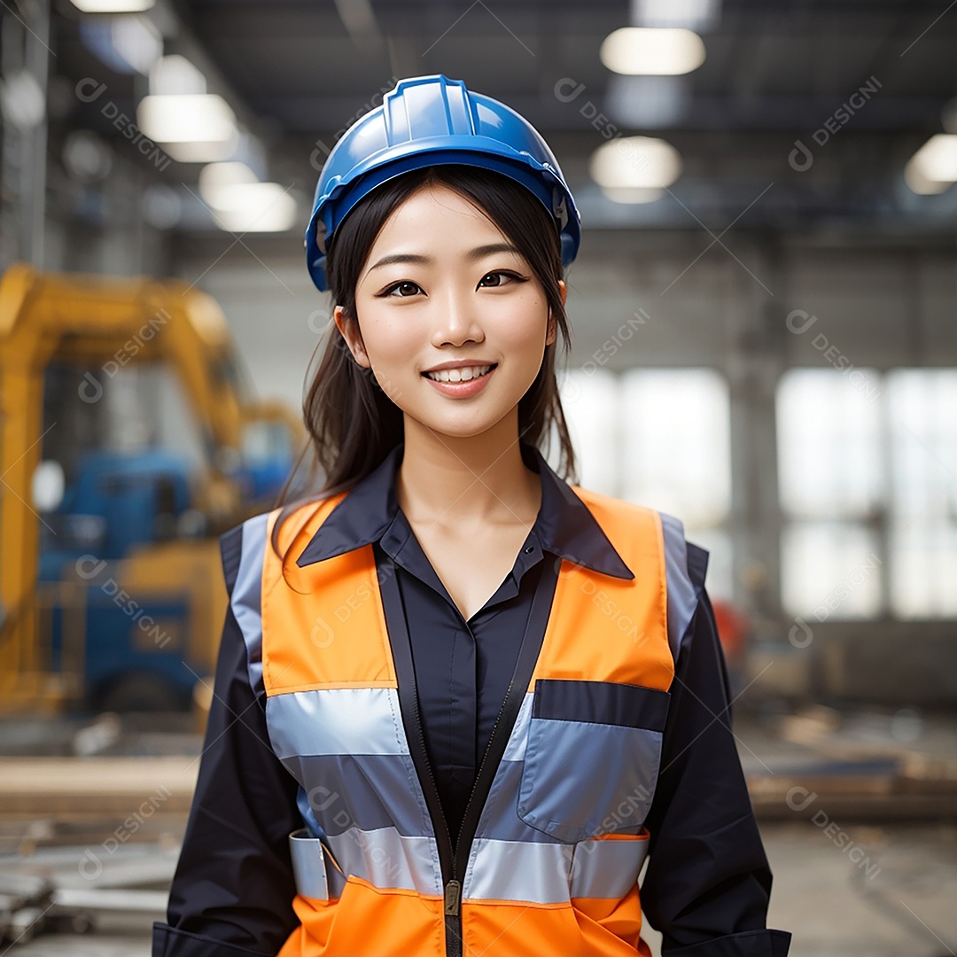 Mulher asiática confiança ação posando construtor
