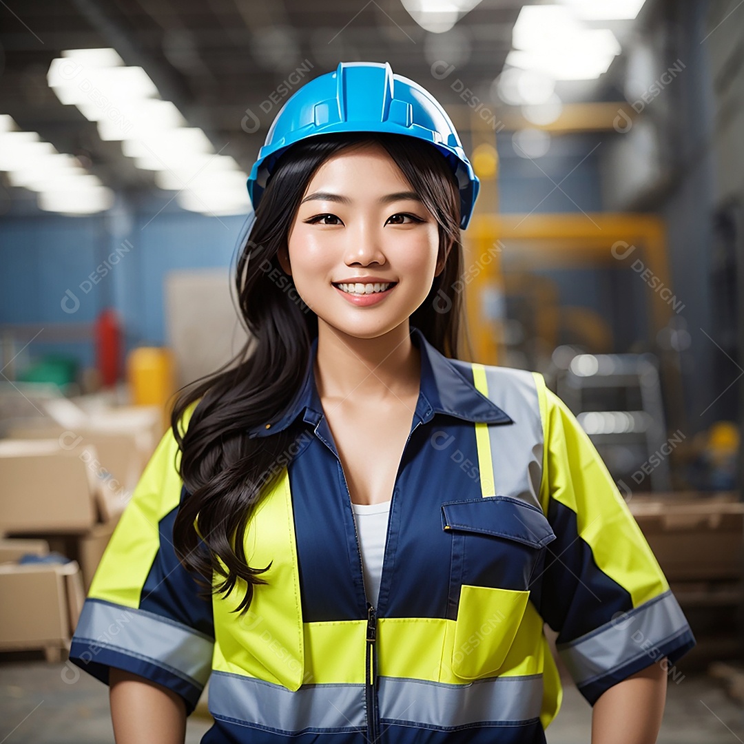 Mulher asiática confiança ação posando construtor