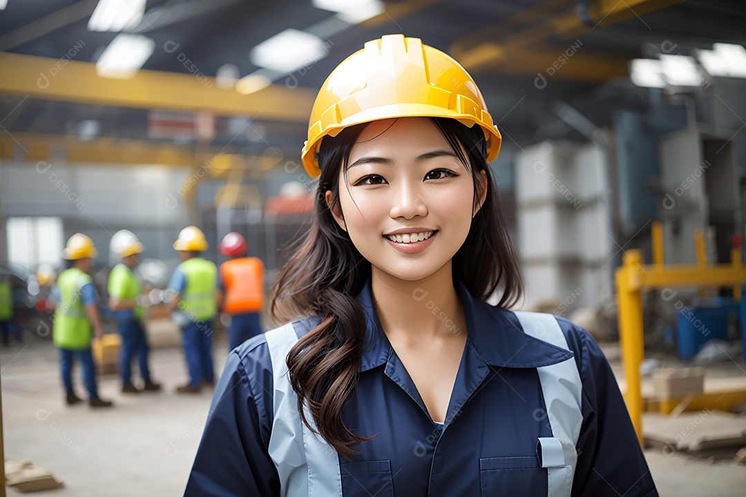 Mulher asiática confiança ação posando construtor