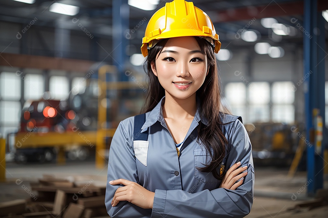 Mulher asiática confiança ação posando construtor