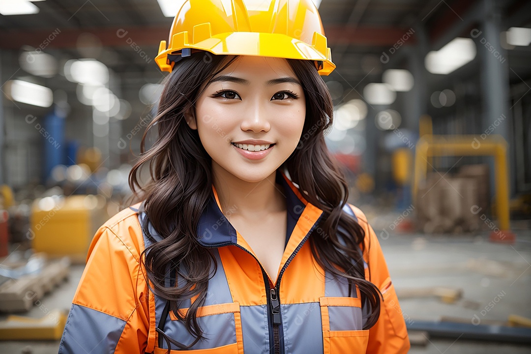 Mulher asiática confiança ação posando construtor