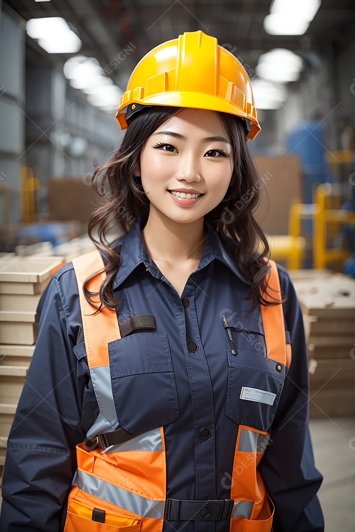 Mulher asiática confiança ação posando construtor