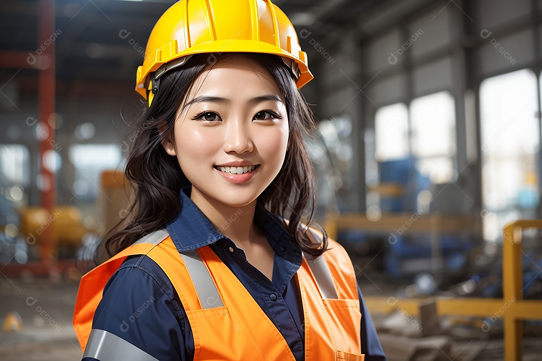 Mulher asiática confiança ação posando construtor