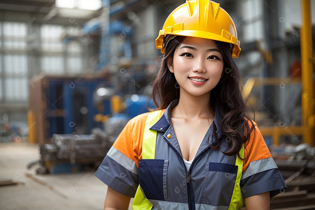 Mulher asiática confiança ação posando construtor