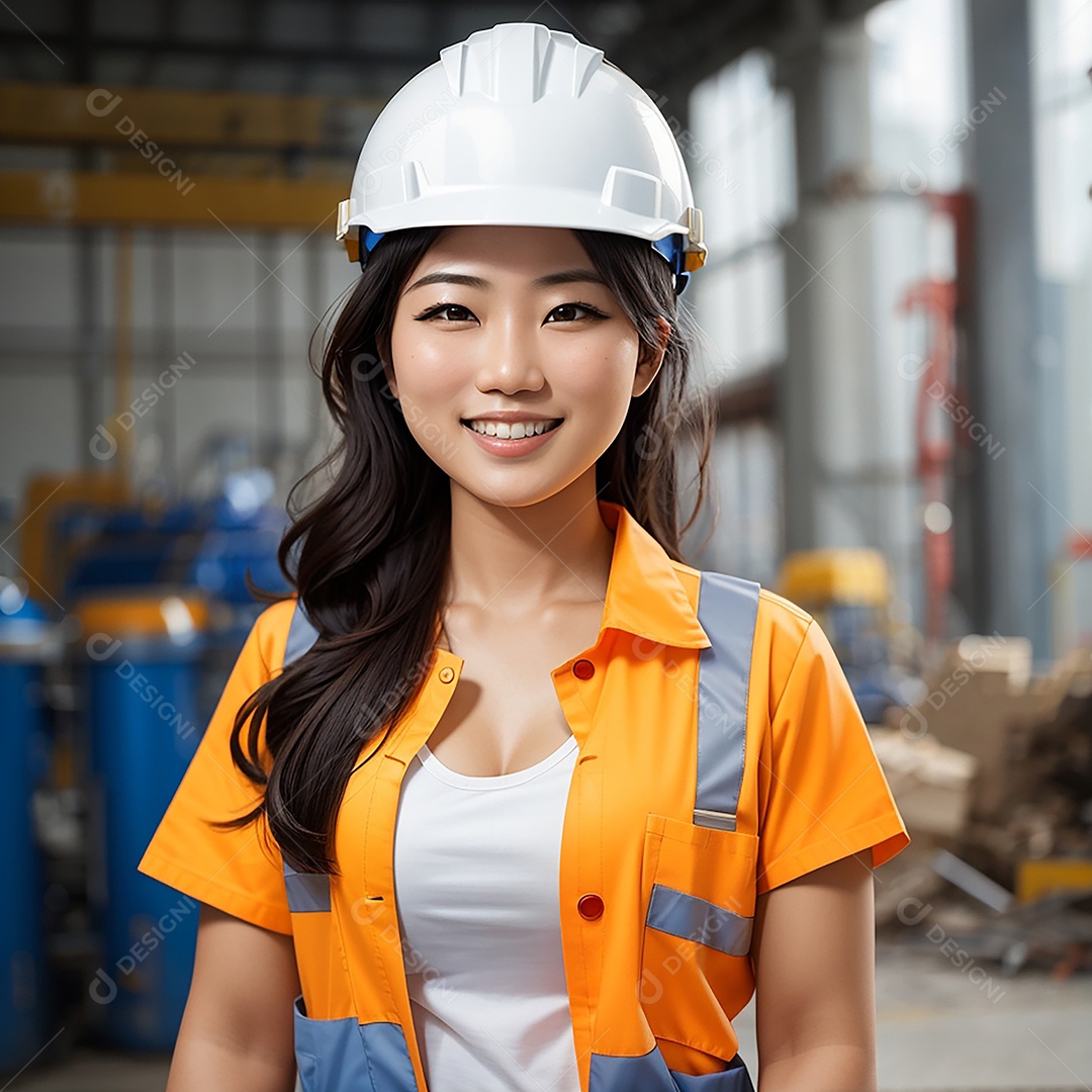 Mulher asiática confiança ação posando construtor