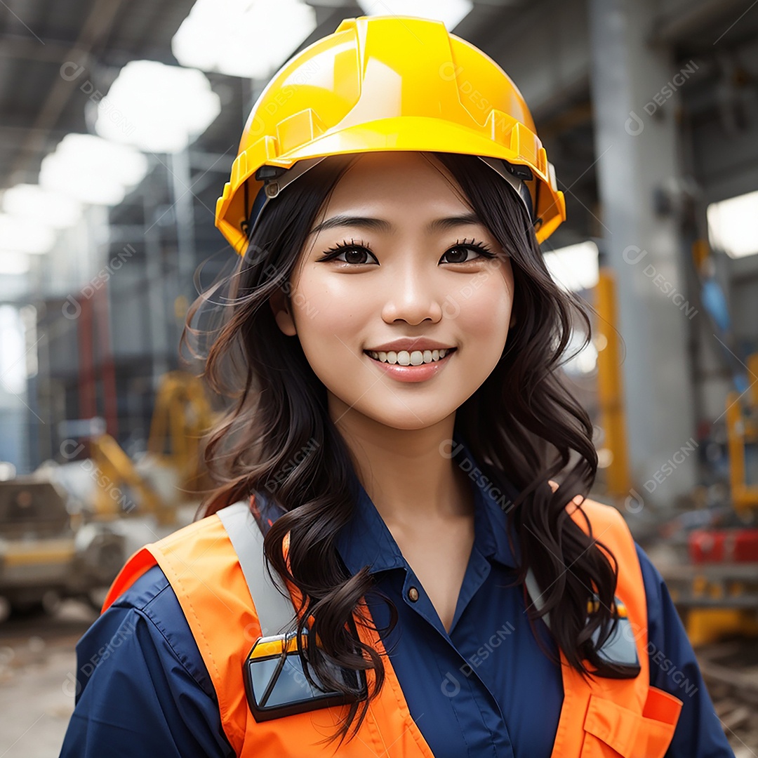 Mulher asiática confiança ação posando construtor