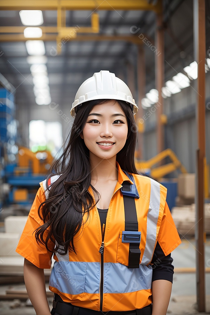 Mulher asiática confiança ação posando construtor