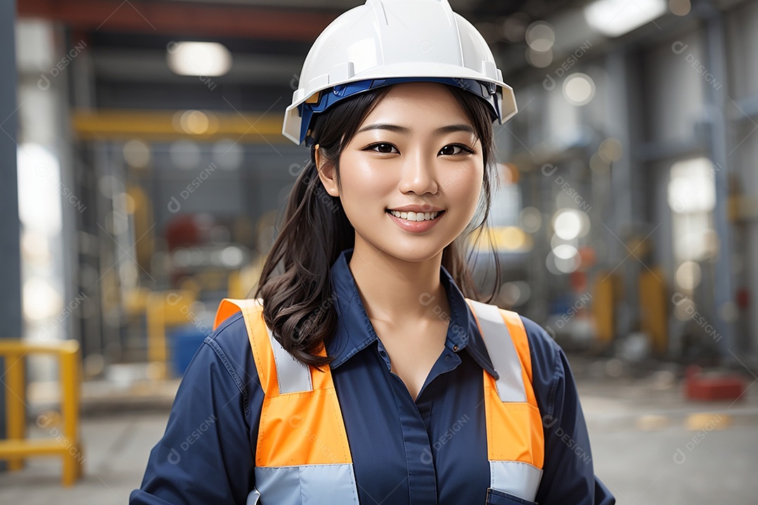 Mulher asiática confiança ação posando construtor