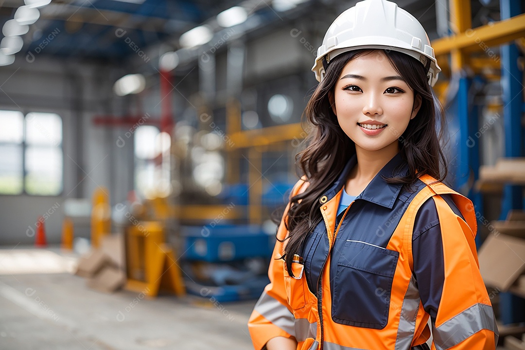 Mulher asiática confiança ação posando construtor