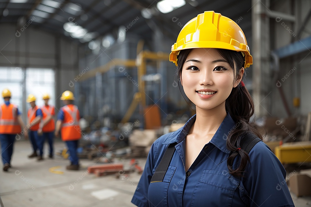 Mulher asiática confiança ação posando construtor