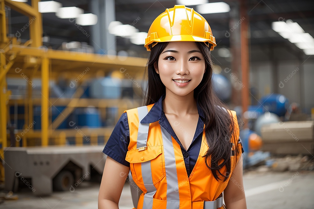 Mulher asiática confiança ação posando construtor