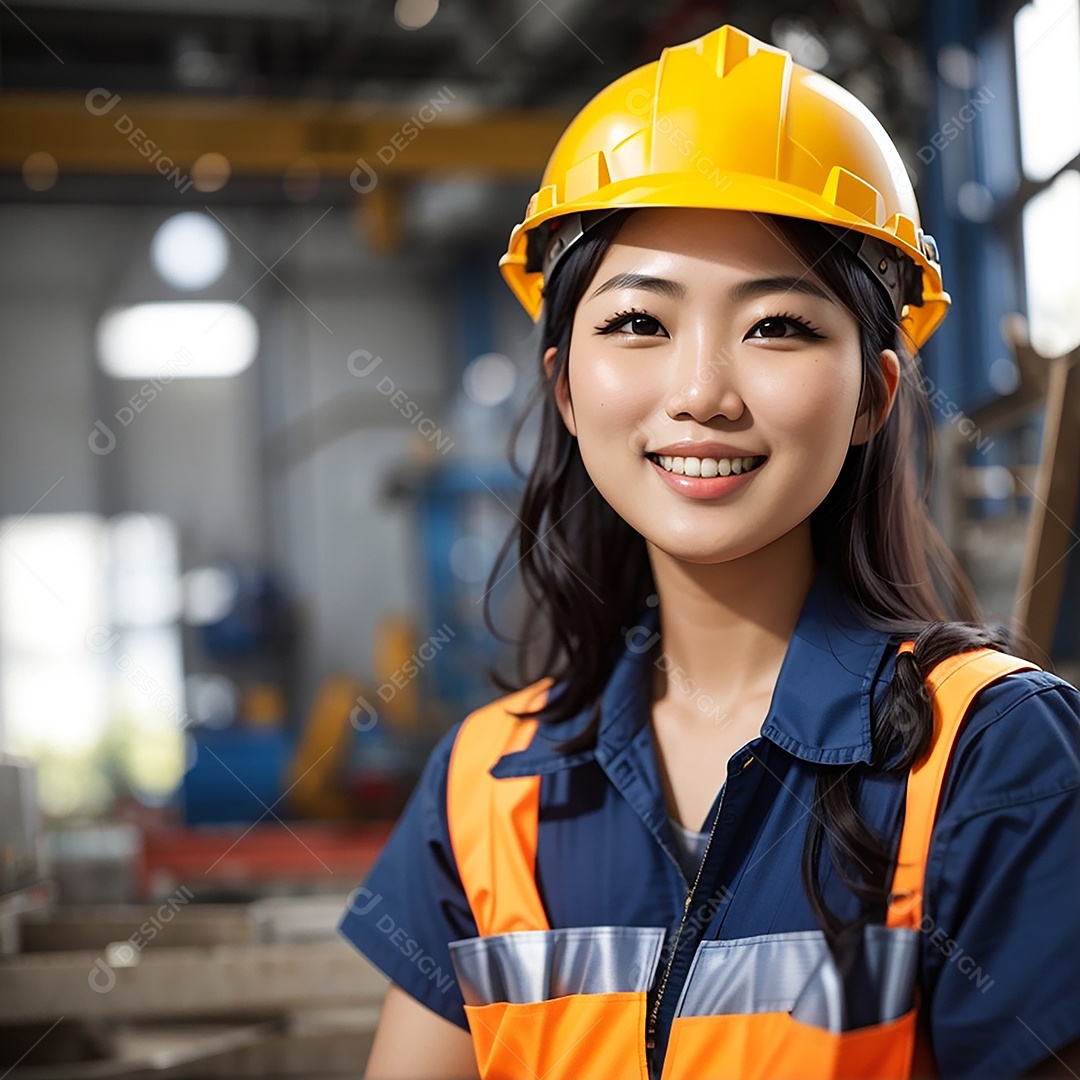 Mulher asiática confiança ação posando construtor