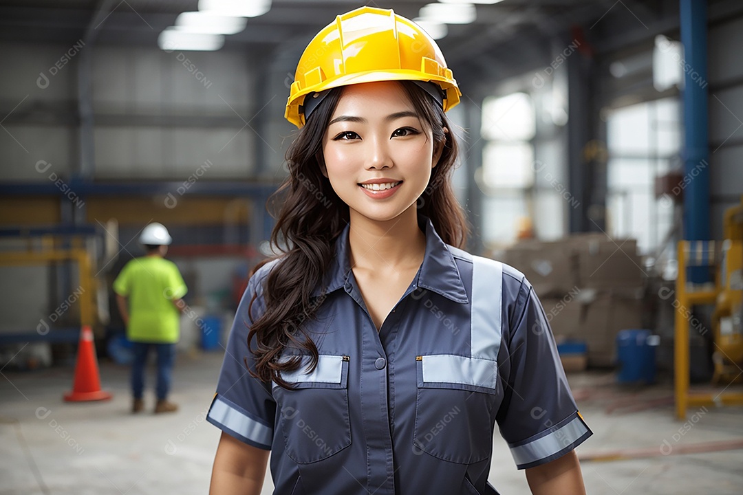 Mulher asiática confiança ação posando construtor