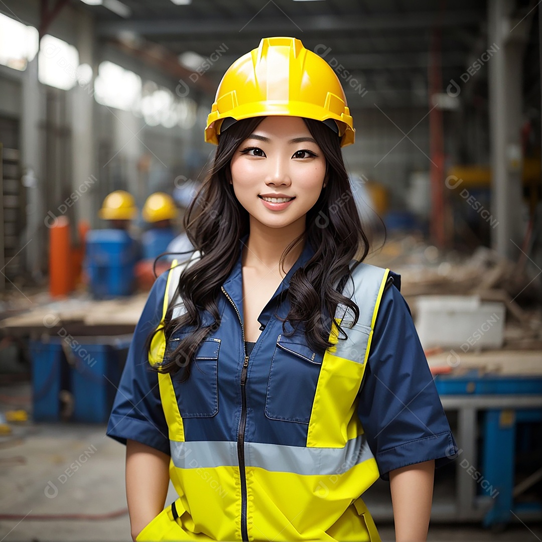 Mulher asiática confiança ação posando construtor